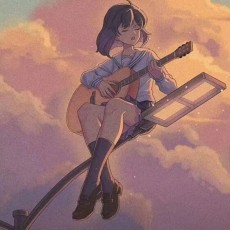 路灯上弹吉他的女孩