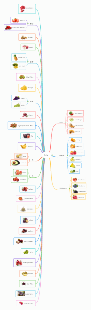 英语水果单词全面版思维导图