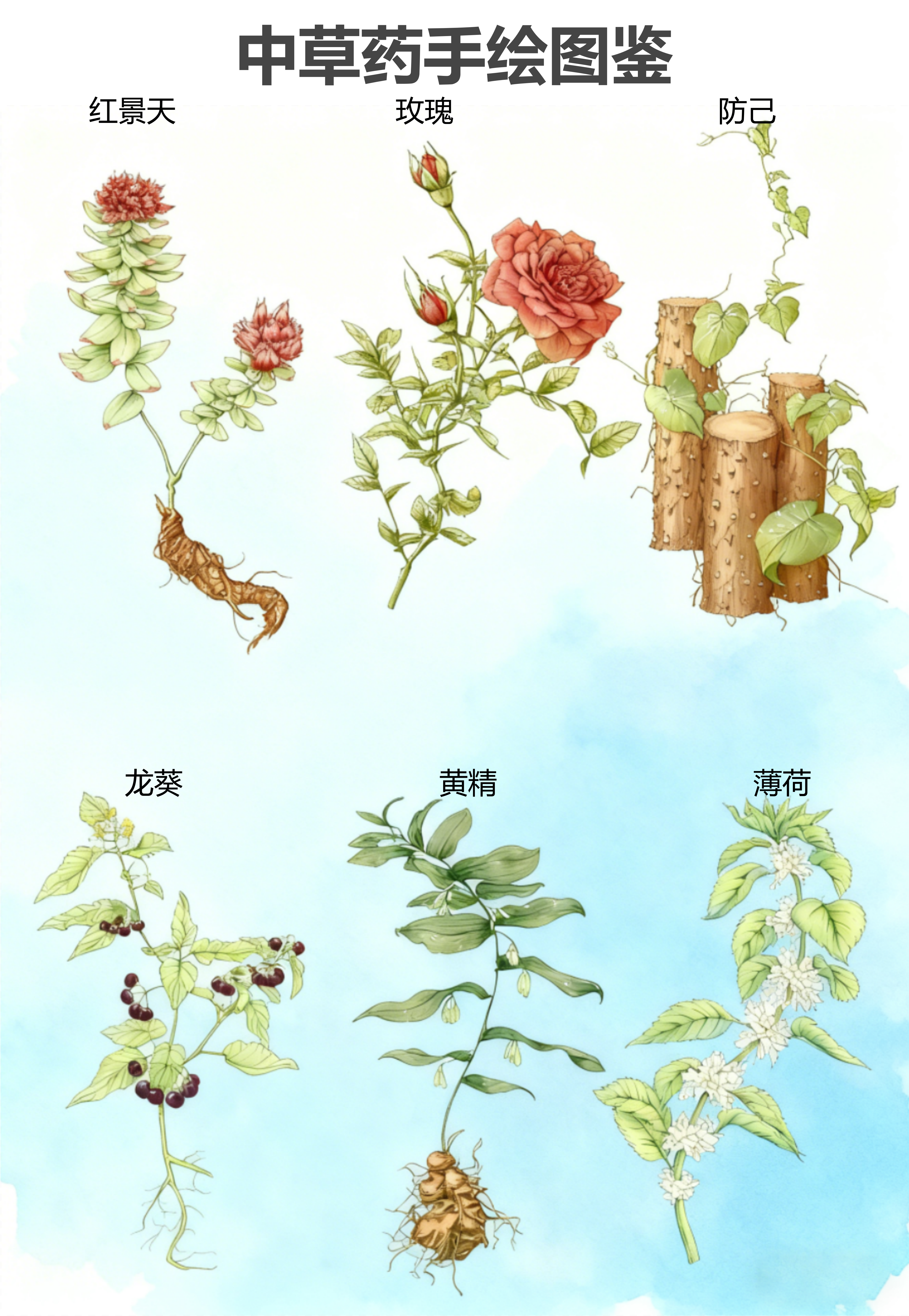精美的中草药手绘图鉴，带你领略传统草药之美
