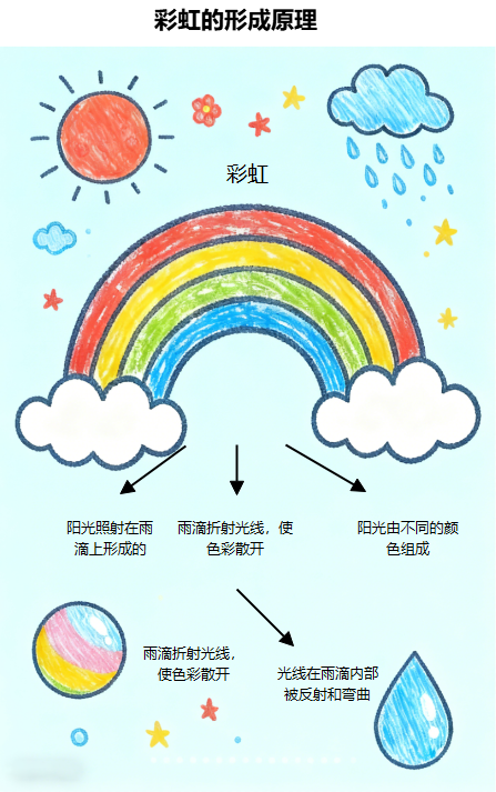 彩虹形成原理示意图
