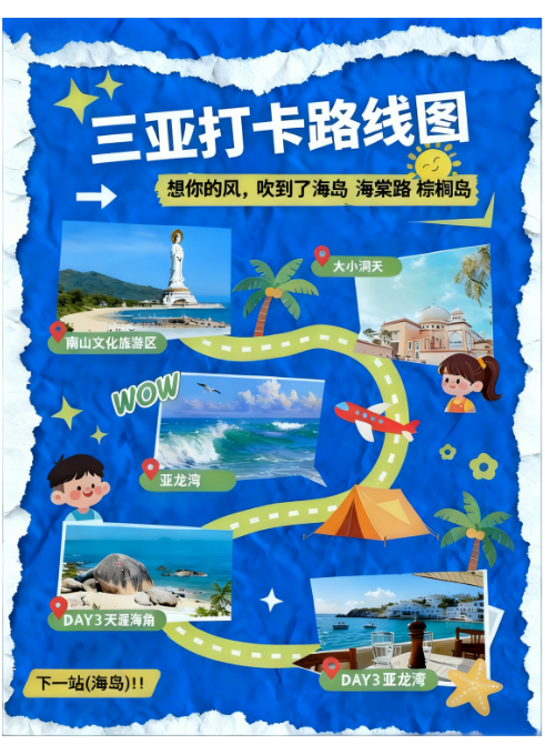 三亚旅游打卡路线图