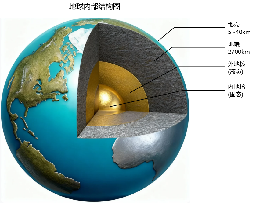 3D地球内部分层结构图