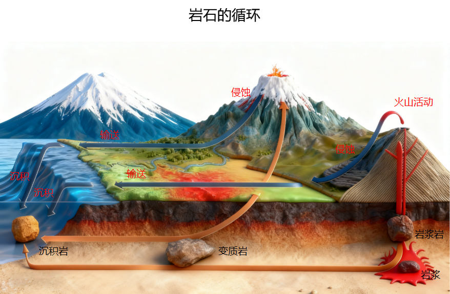 岩石循环地质示意图