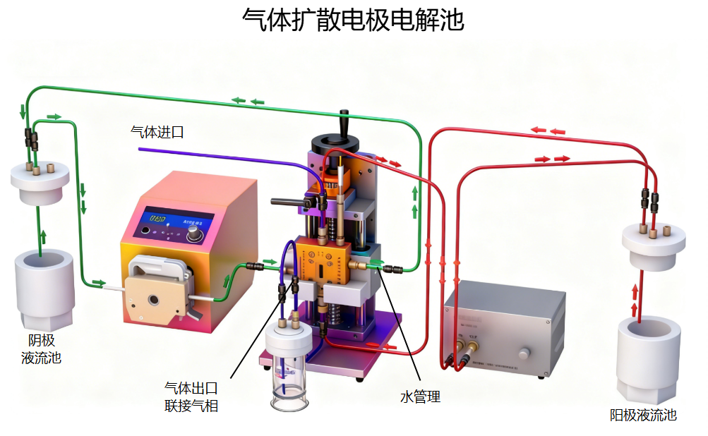 气体扩散电极电解池装置示意图