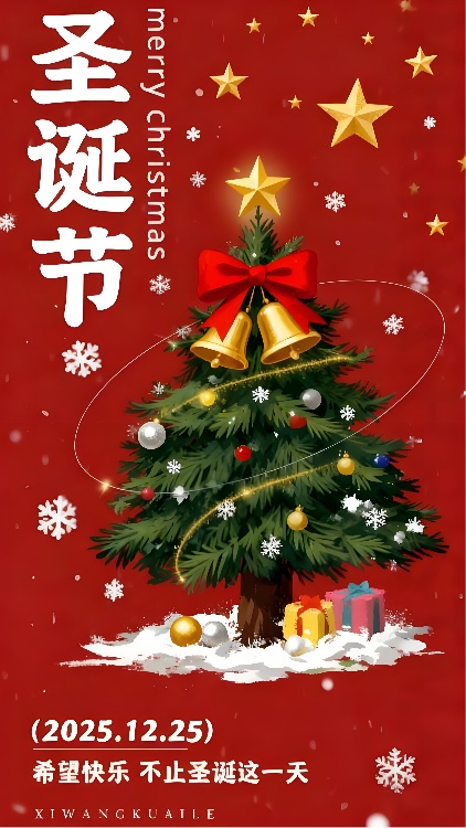圣诞节红色节日主题海报