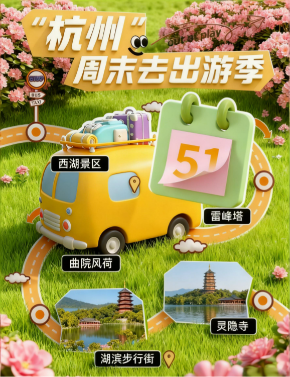 杭州五一周末出游海报