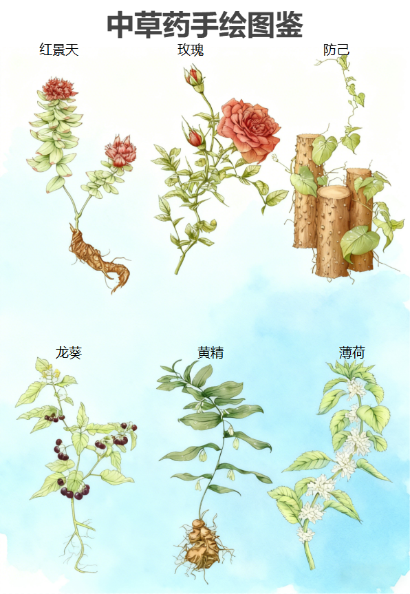 六种中草药手绘图鉴