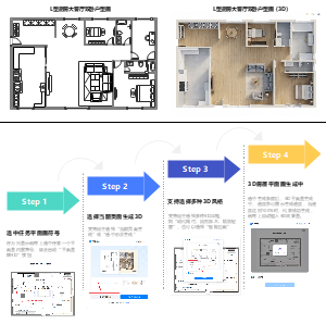 L型厨房大客厅双卧户型图