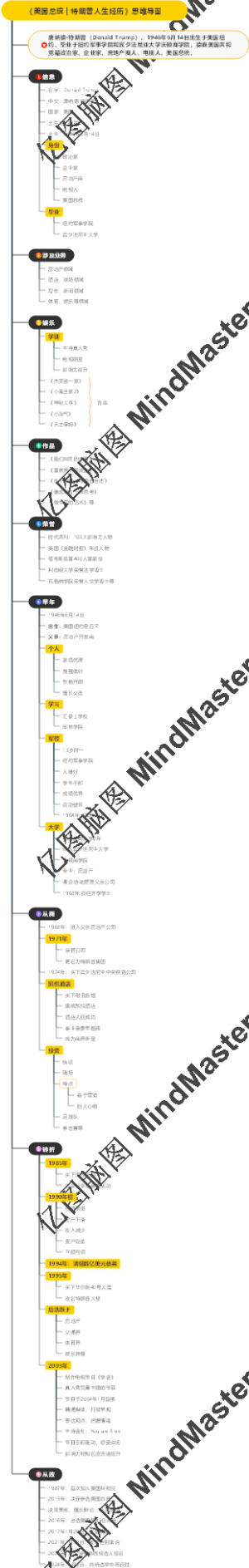《美国总统  特朗普人生经历》思维导图