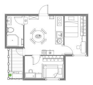 两房一厅公寓平面图