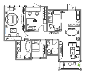 三房两厅两卫平面布置图
