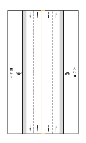车道、路口示意图（2机动车道、自行车道、人行道）