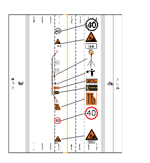 位于双向四车道封闭最外侧道路的占道作业示例图