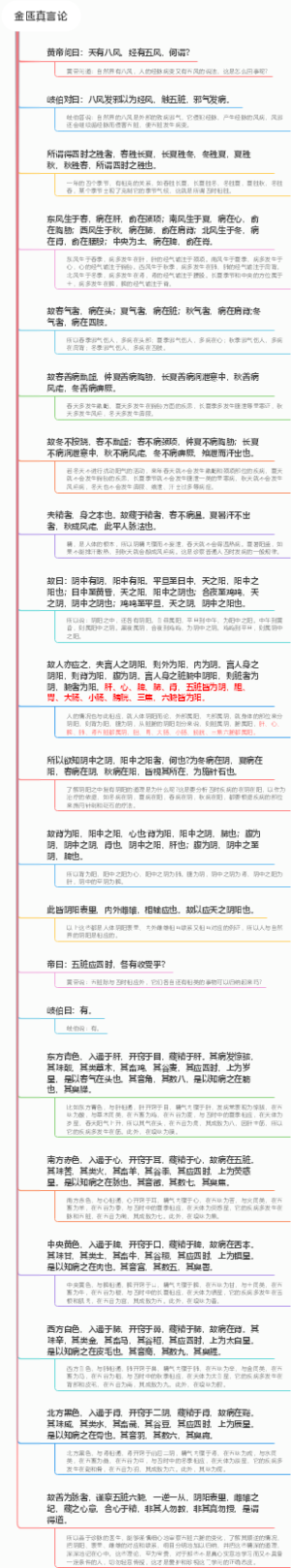 《黄帝内经》素问第4篇《金匮真言论》