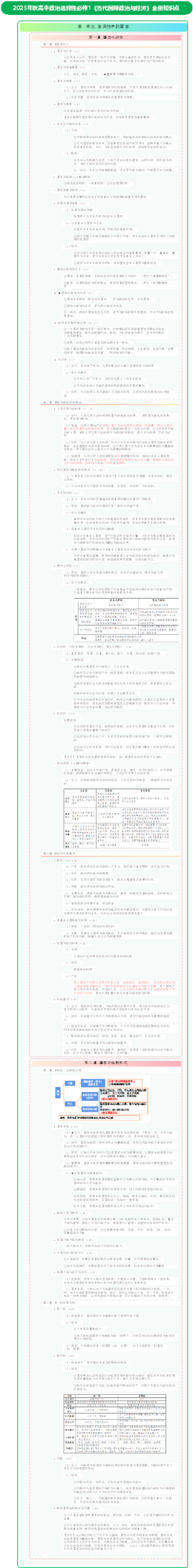 2025年秋高中政治选择性必修1《当代国际政治与经济》全册知
