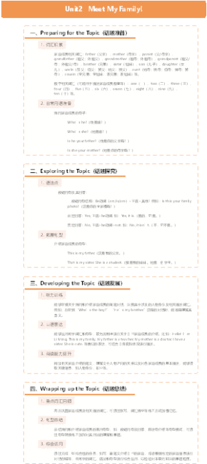 初中英语2024秋仁爱版Unit2   Meet My Family