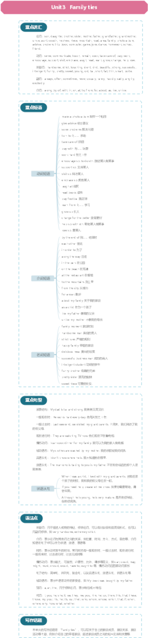 初中英语2024秋外研版Unit3   Family ties