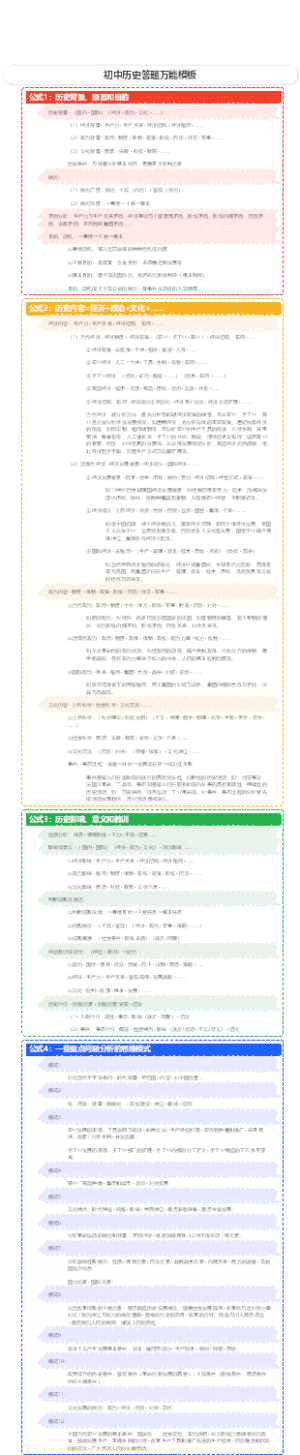 初中历史答题万能模板