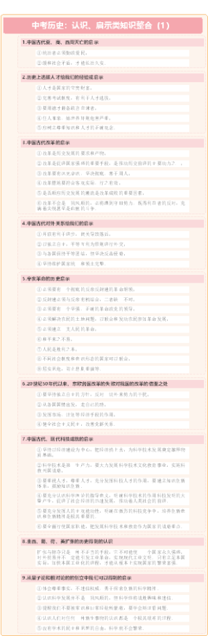 中考历史之认识、启示类知识整合