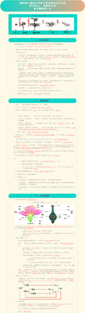 2025春人教版七年级下册生物知识点总结