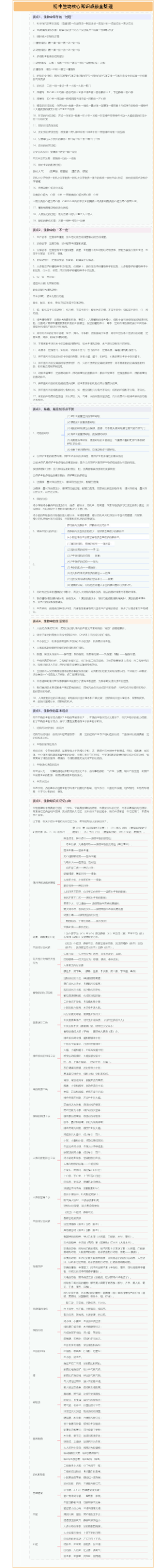 初中生物核心知识点最全整理