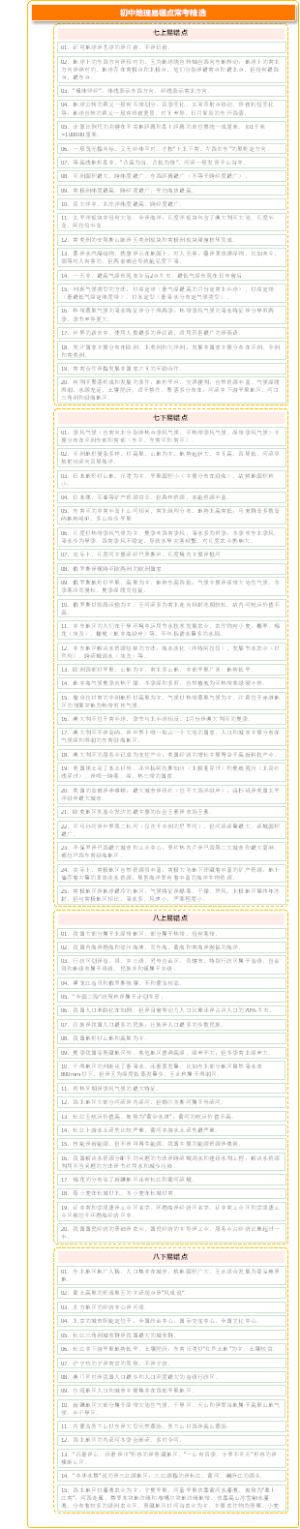 初中地理易错点常考精选