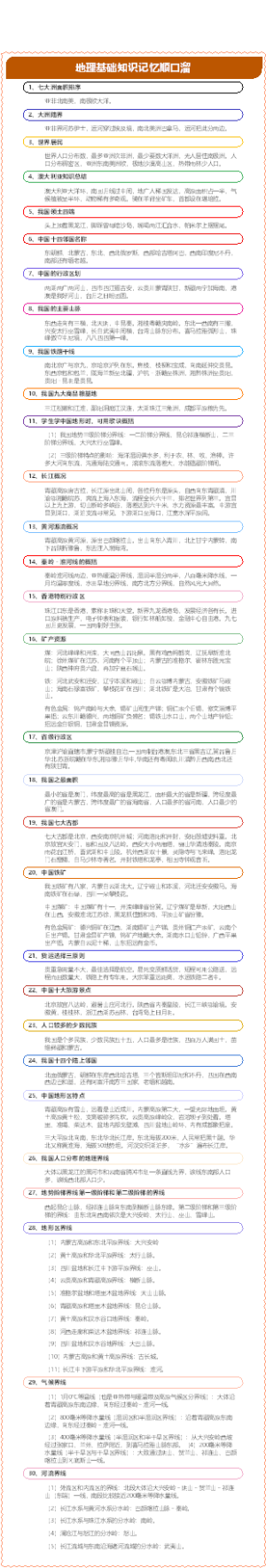 17地理基础知识顺口溜