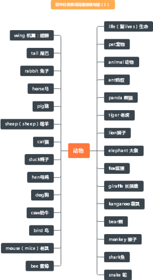 初中分类单词词组思维导图（1）