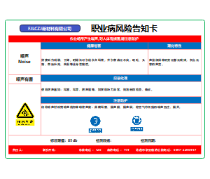 职业病风险告知卡（噪声）