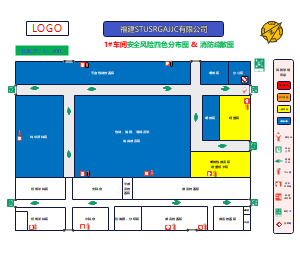 公司1号车间平面图、四色图、疏散图
