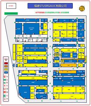 公司1-6号车间平面图、四色图、疏散图