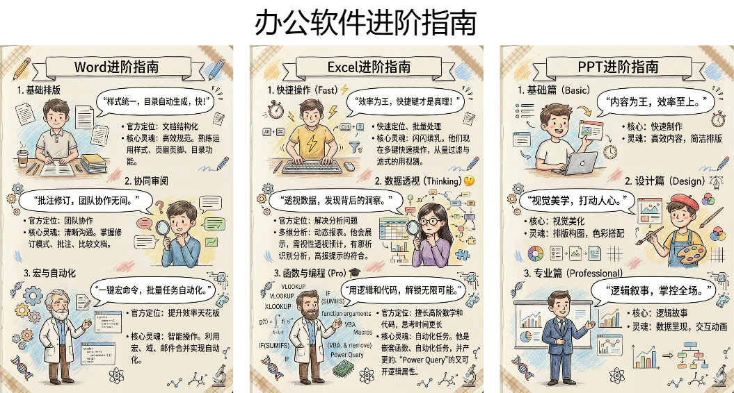 办公软件进阶指南插画