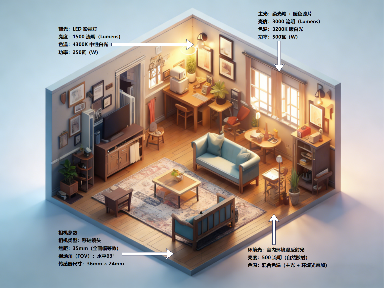 室内灯光布置示意图