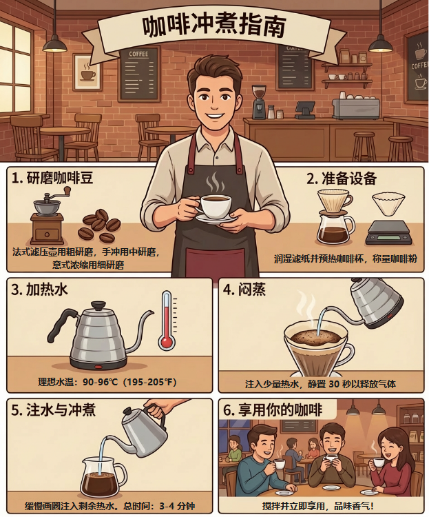 咖啡冲煮指南插画