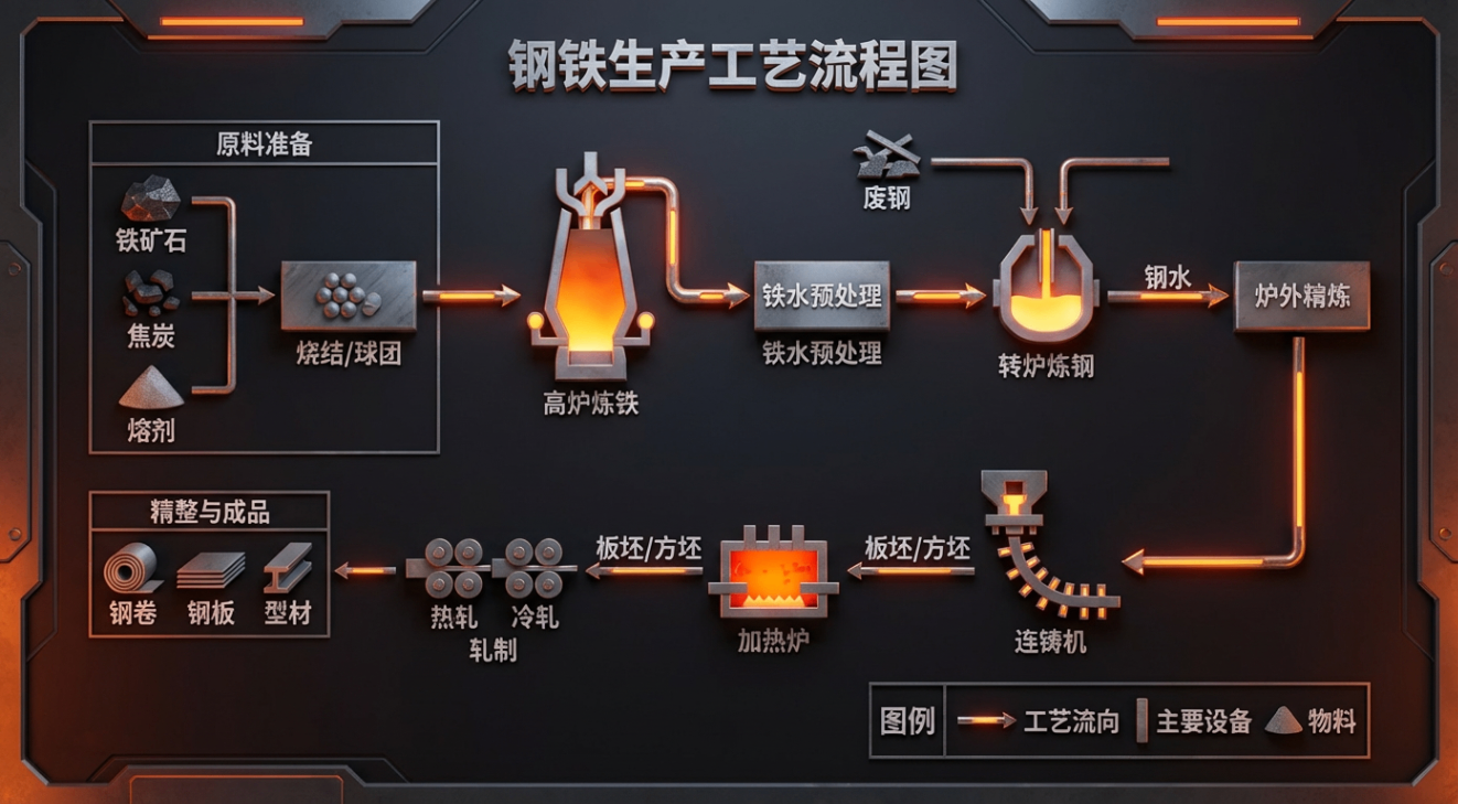 钢铁生产工艺流程图