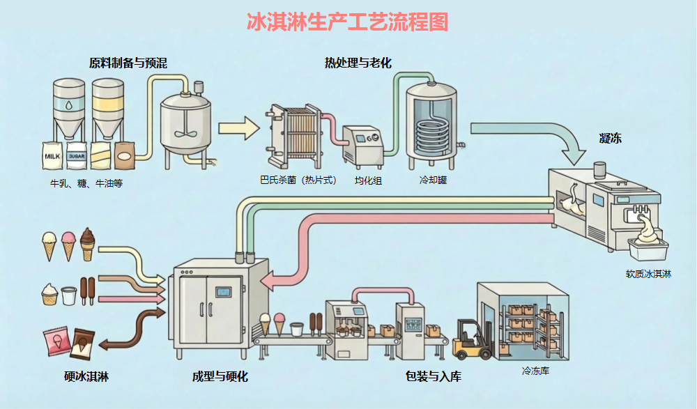 冰淇淋生产工艺流程图