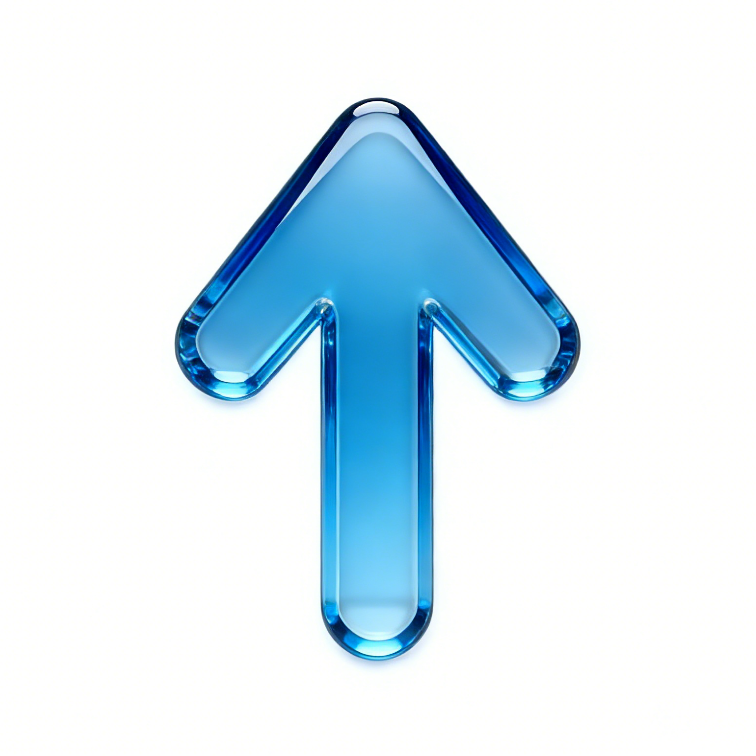 蓝色透明向上箭头