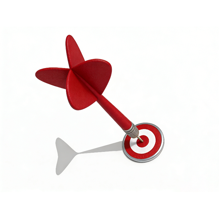 红色飞镖正中靶心