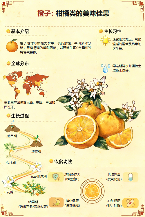 橙子知识科普手绘信息卡