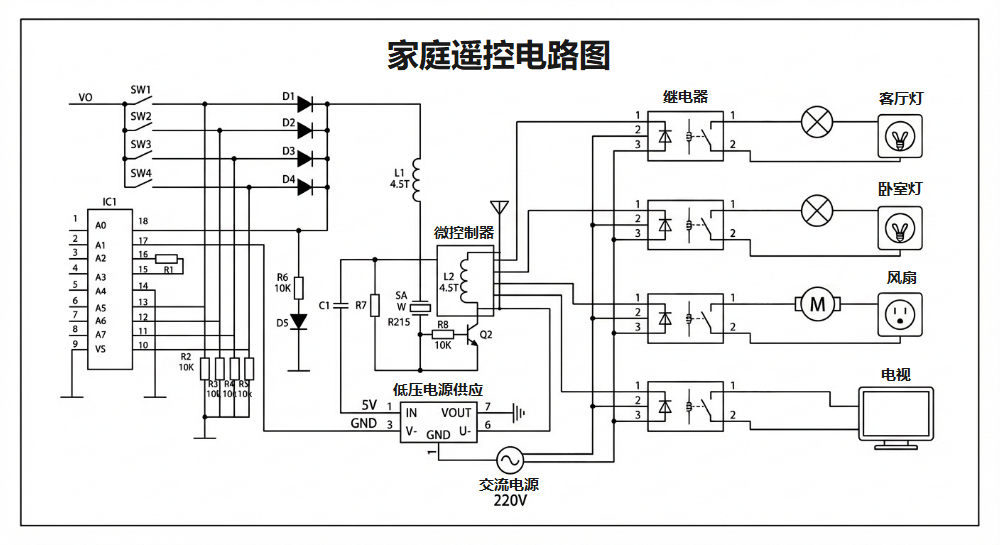 家庭遥控开关电路图