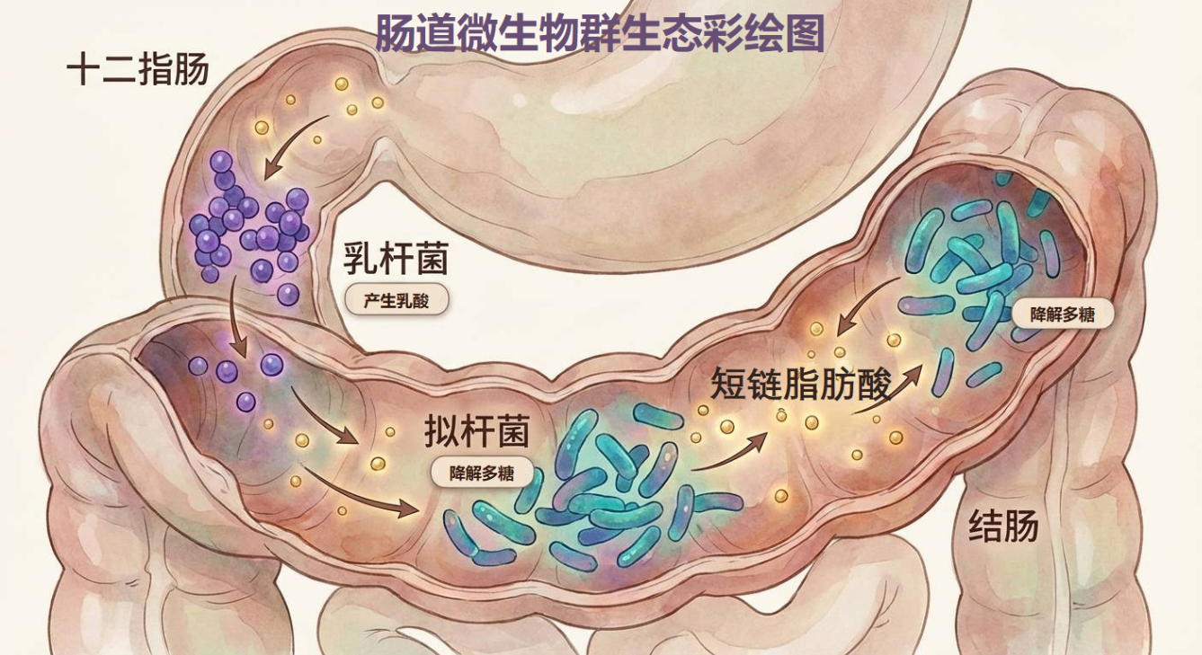 肠道微生物群生态彩绘图