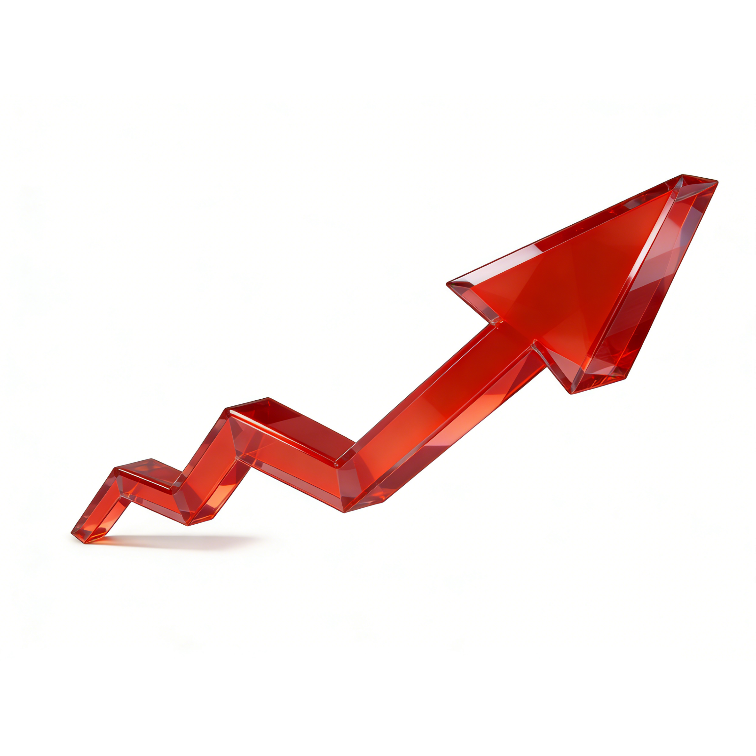 水晶质感上升趋势箭头