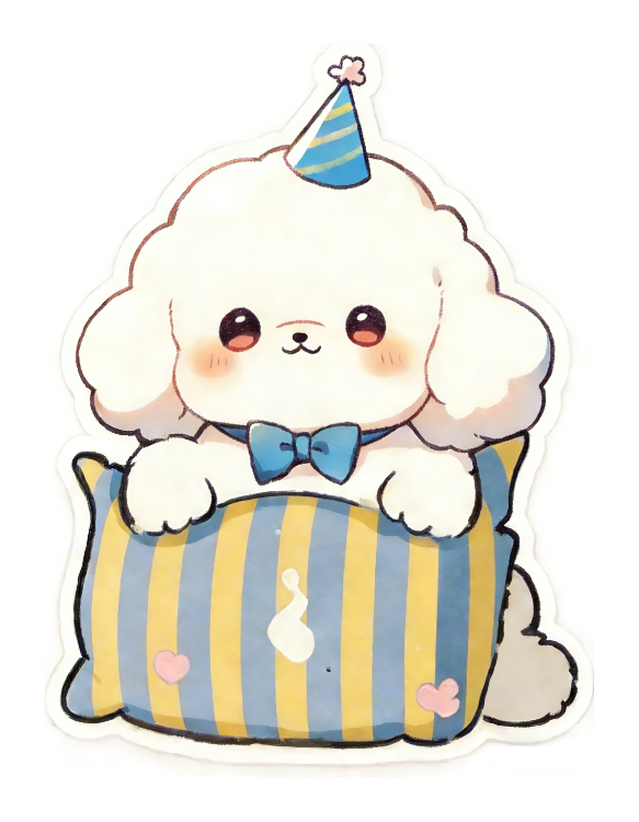 水彩风派对小狗贴纸插画