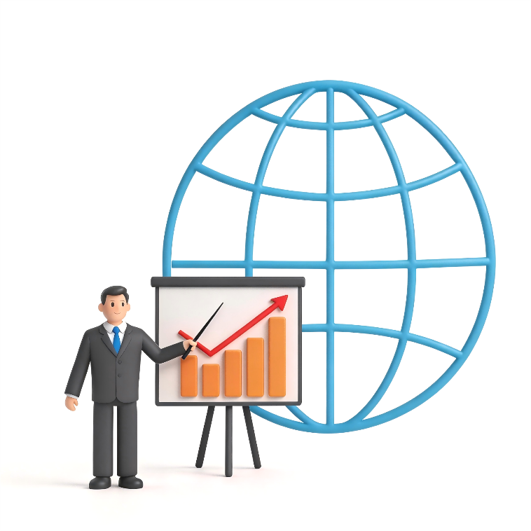 3D商务全球业绩增长演示