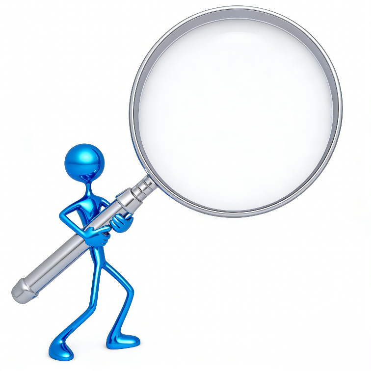 3D小人手持巨型放大镜