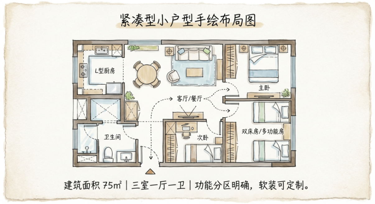 紧凑型小户型布局图