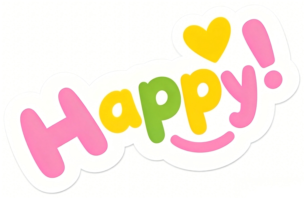 彩色Happy贴纸图案