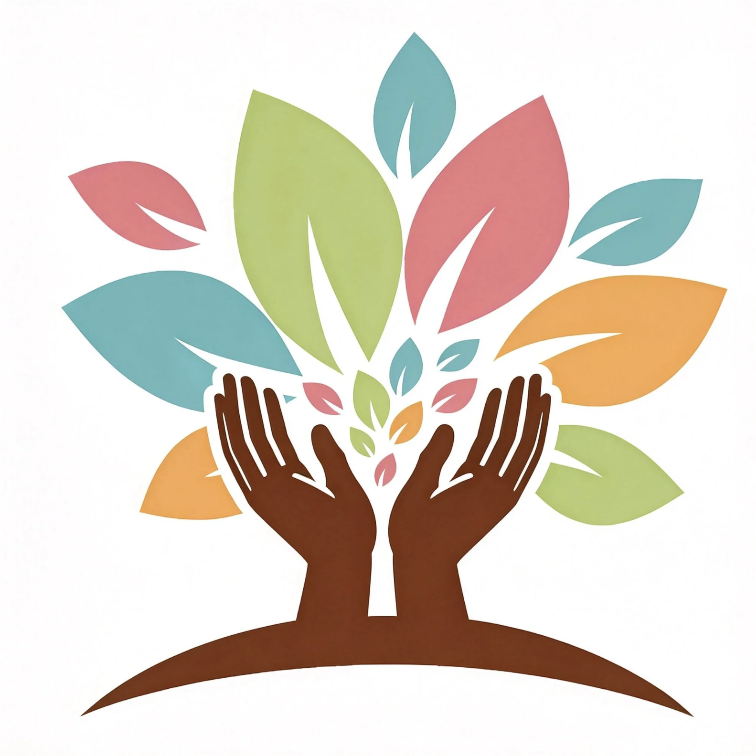 双手托举多彩树叶图案