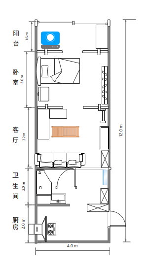 出租房小房间平面图
