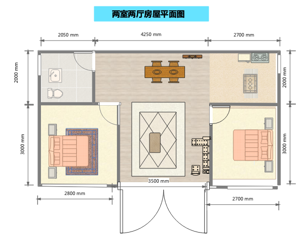 一室一厅房屋平面图